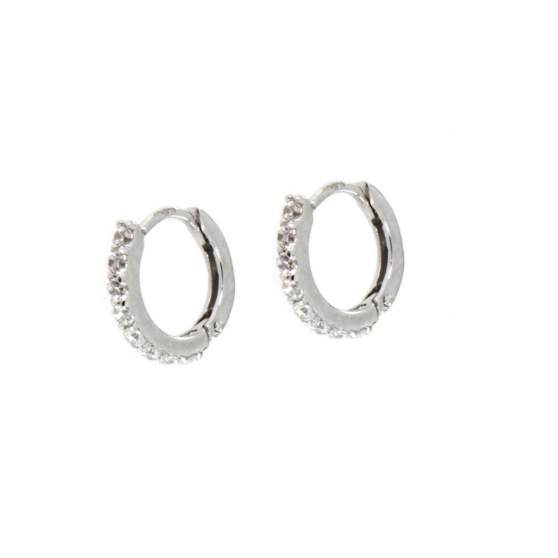 Pendientes aro circonita oro blanco oro 18k [27-11475-1-p]
