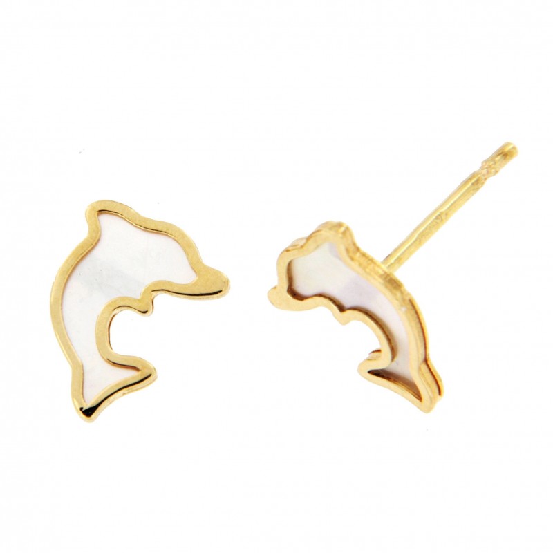 Pendientes delfin nacar oro amarillo 18K [27-11805-2-P]