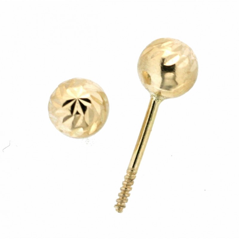 Pendientes bola tallada oro amarillo 18K [27-1183-3-P]