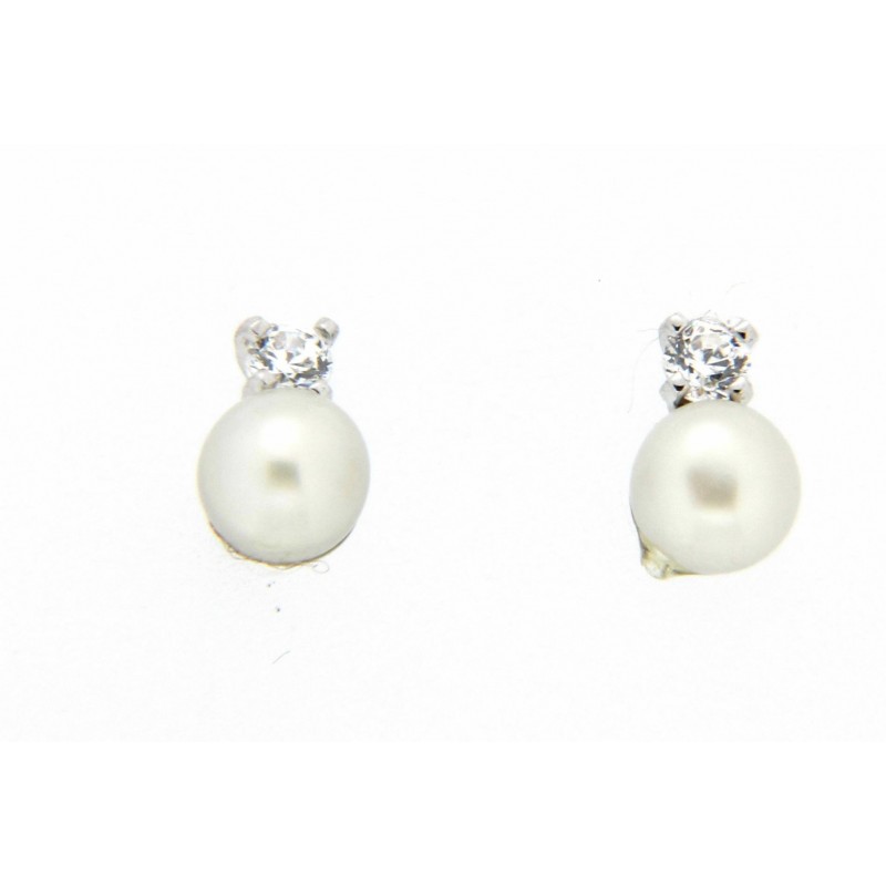 Pendientes perla oro blanco