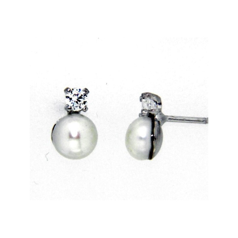 Pendientes perla oro blanco