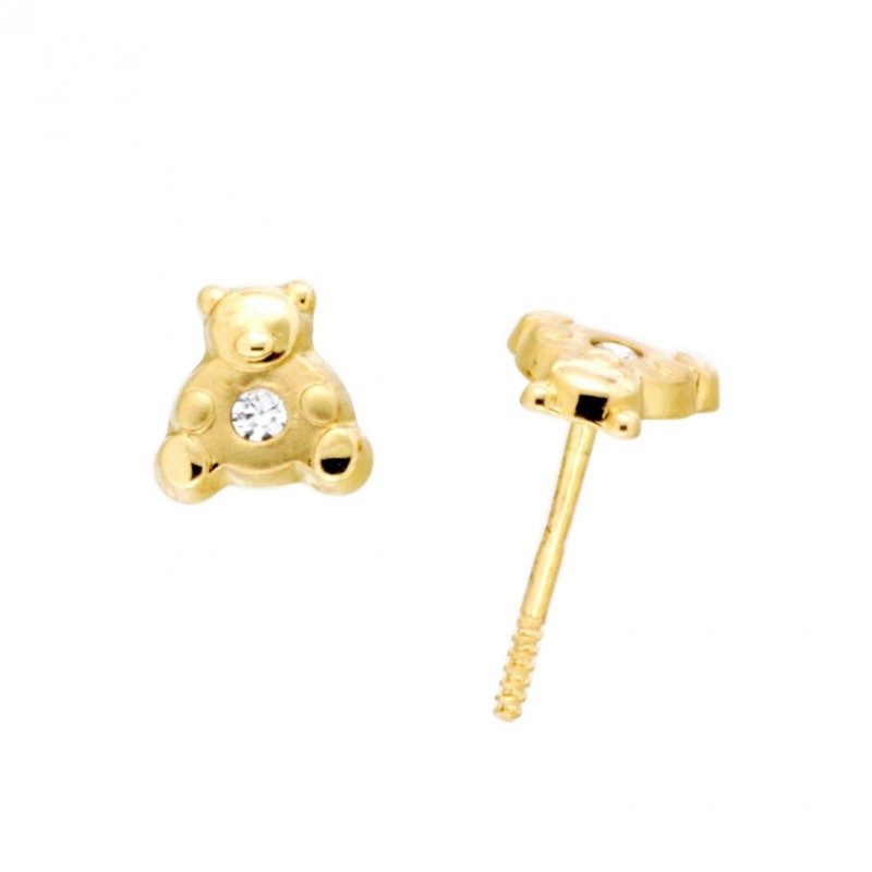 Pendientes oso pequeño oro amarillo
