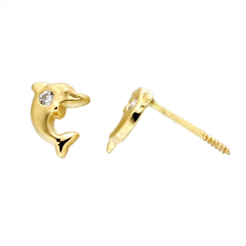 Pendientes delfin pequeño oro amarillo