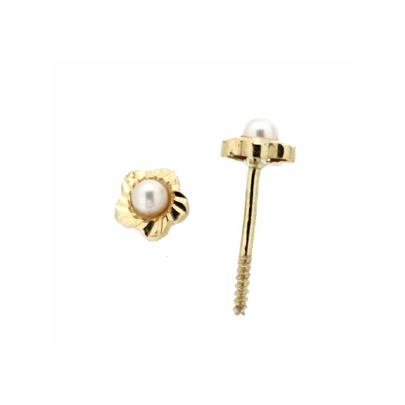 Pendientes perla oro amarillo 18K [27-3388-P]