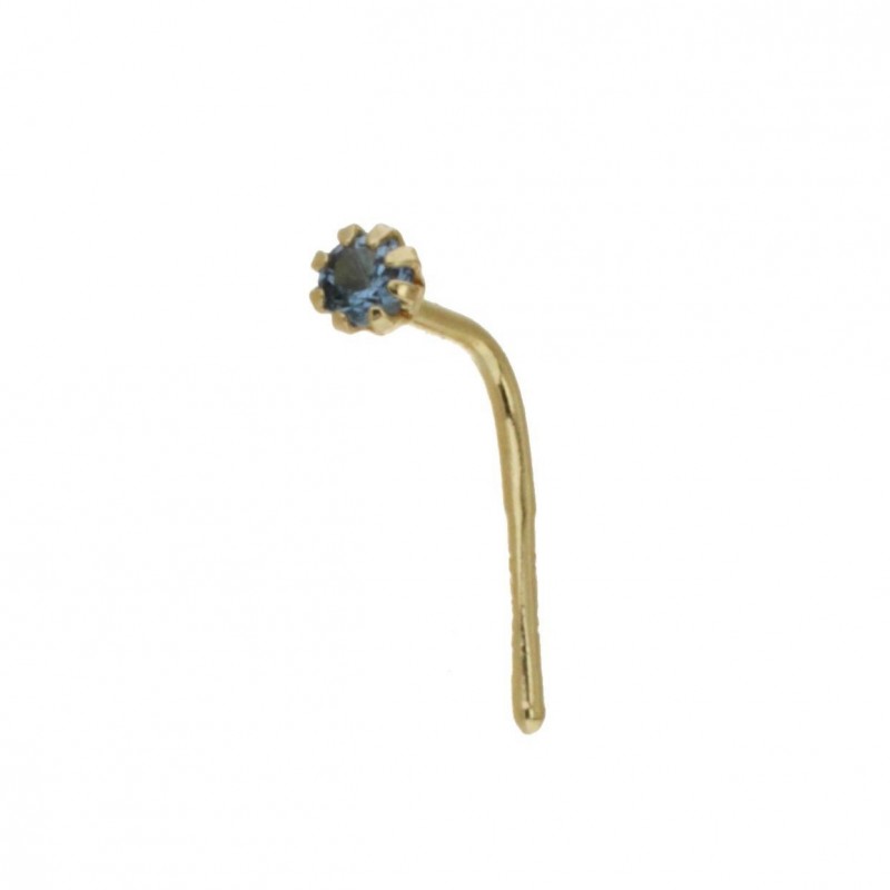 Piercing nariz circonita azul oro 18 quilates [27-3454-az]