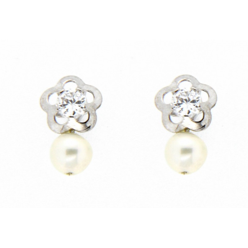 Pendientes perla oro blanco