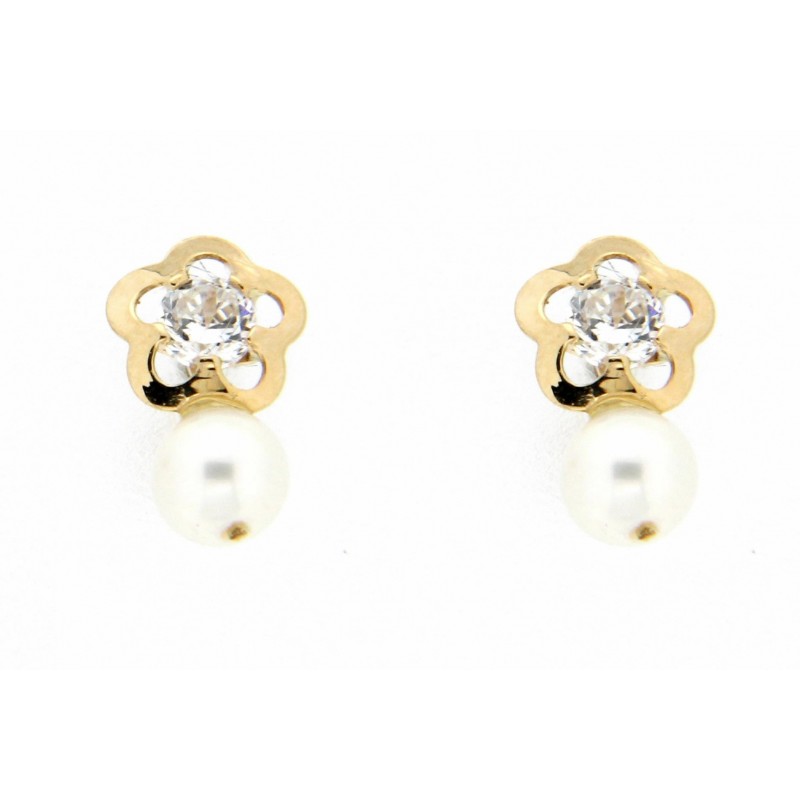 Pendientes perla oro amarillo 18K [27-6418-2P-P]