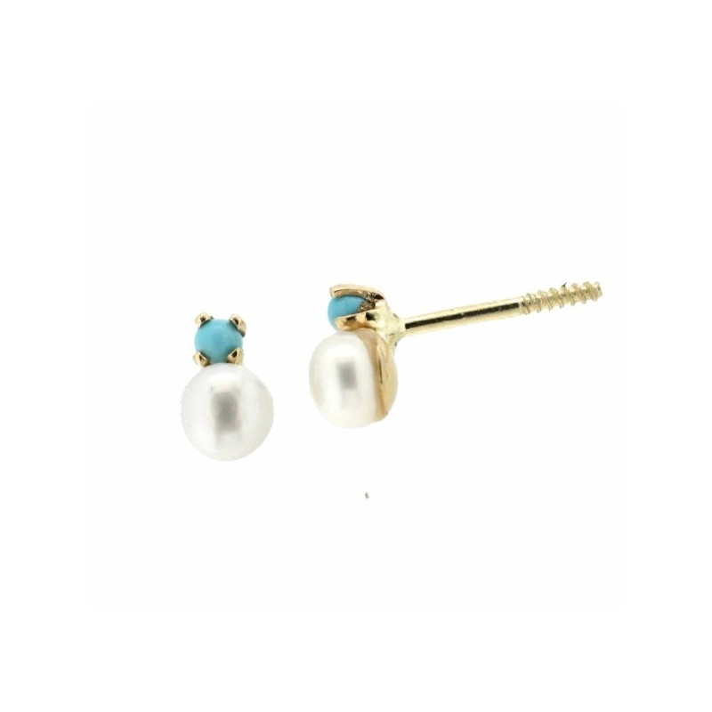 Pendientes perla turquesa oro amarillo 18K [27-7411-P]