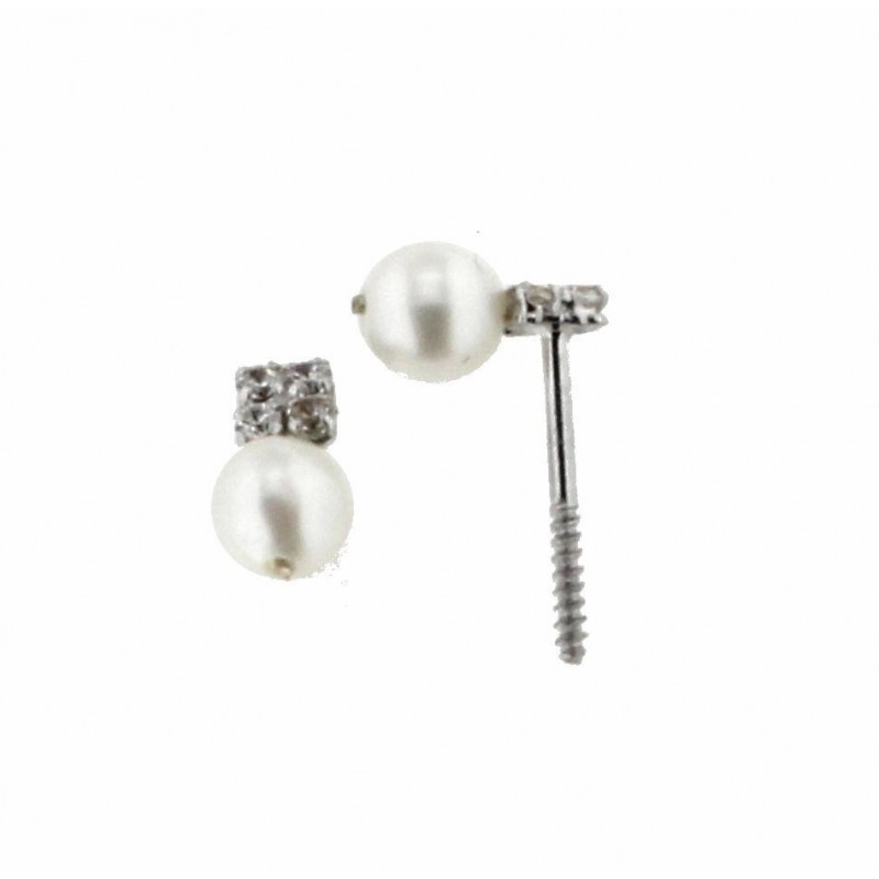 Pendientes perla oro blanco