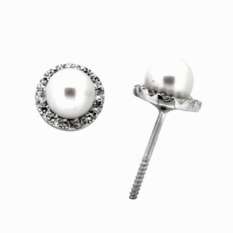 Pendientes perla oro blanco