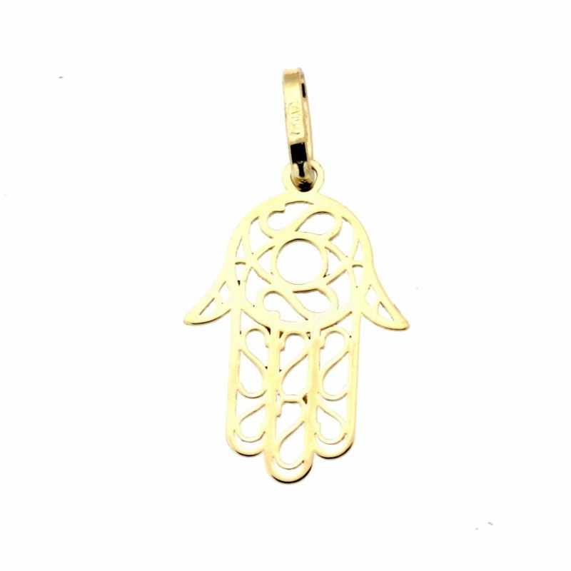 Colgante mano de fatima oro amarillo 18k [27-8733 ]