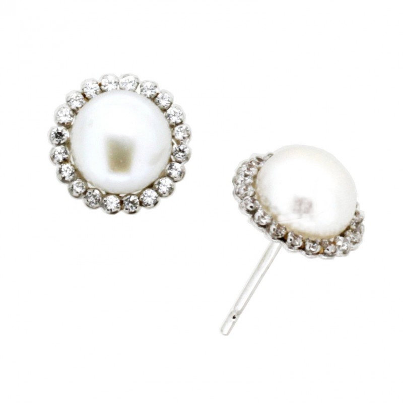Pendientes perla oro blanco 18K [27-8757-4B-P]