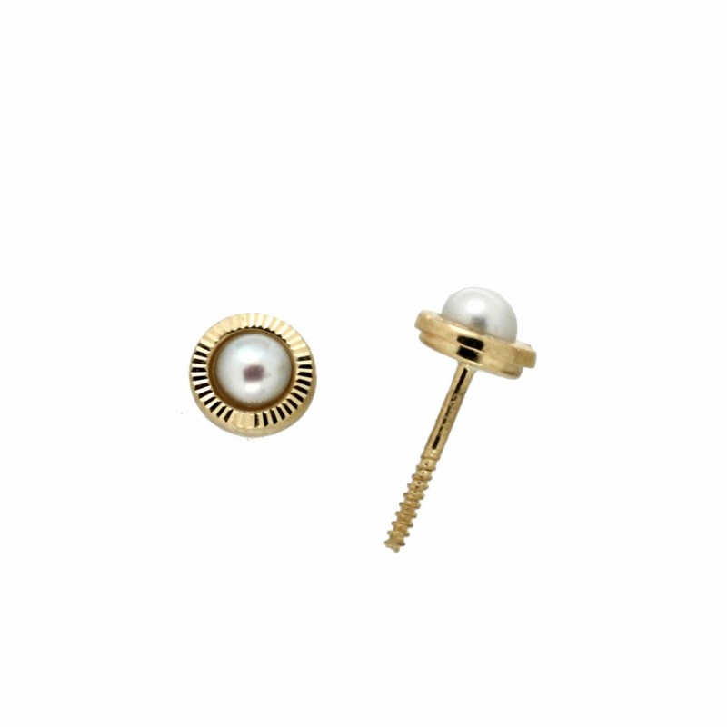 Pendientes perla oro amarillo 18K [27-9093-1-P]