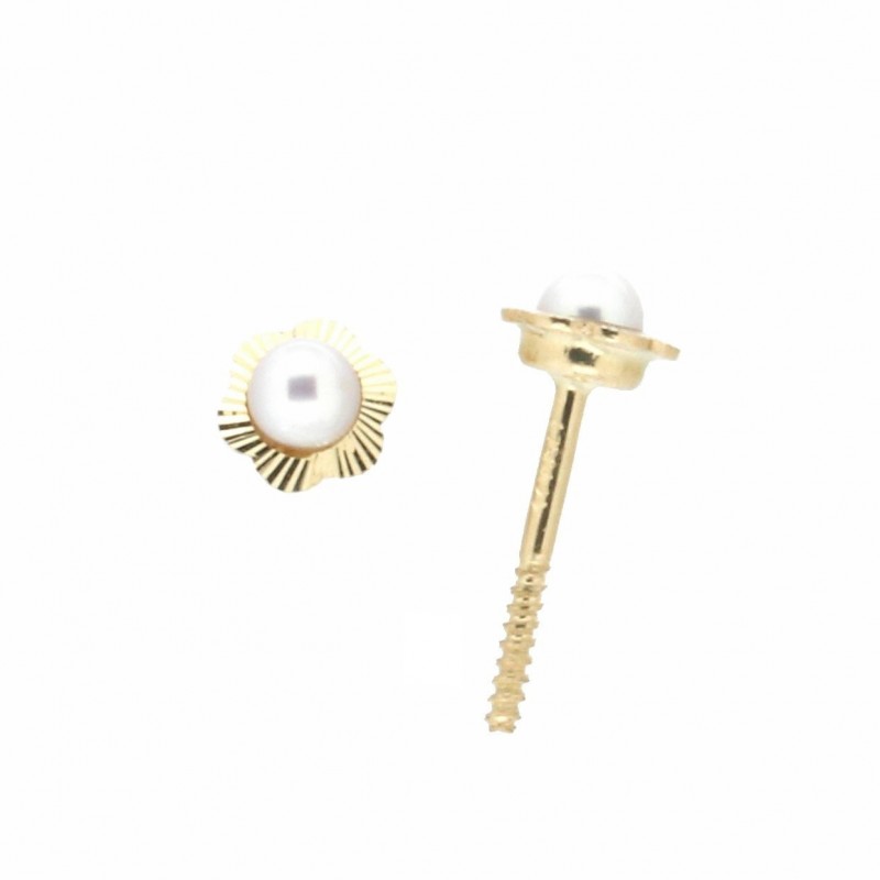 Pendientes perla oro amarillo 18K [27-9206-P]