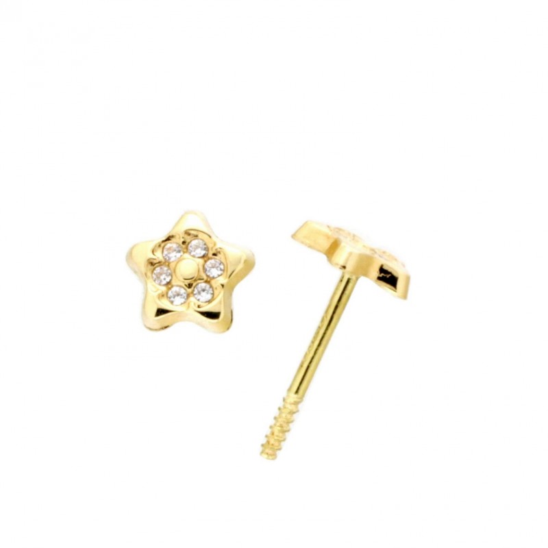 Pendientes para niña de oro de 18 quilates en forma de estrella