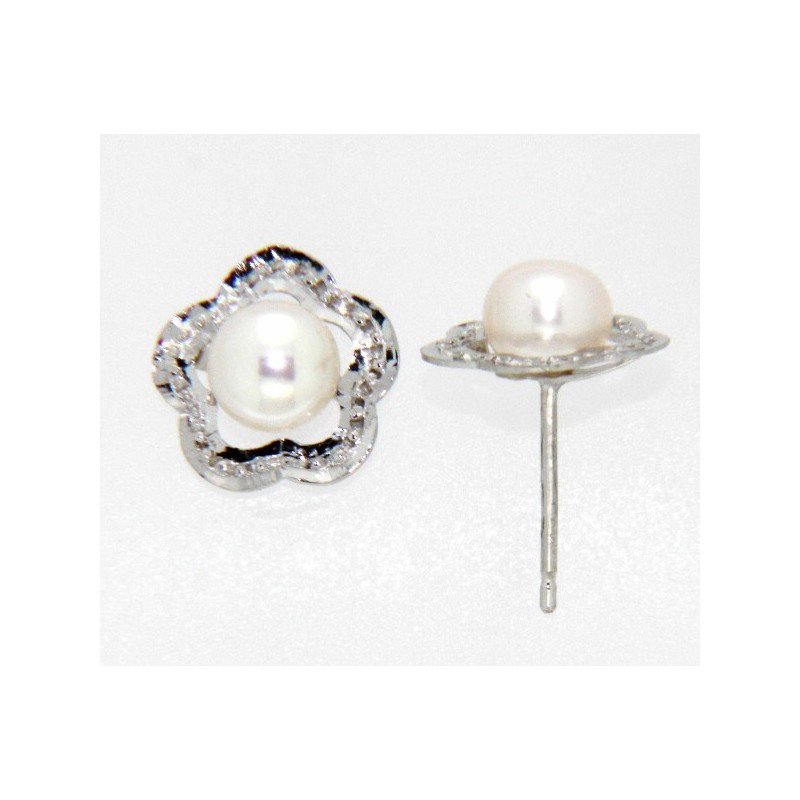 Pendientes perla oro blanco 18K [29-13981-P]