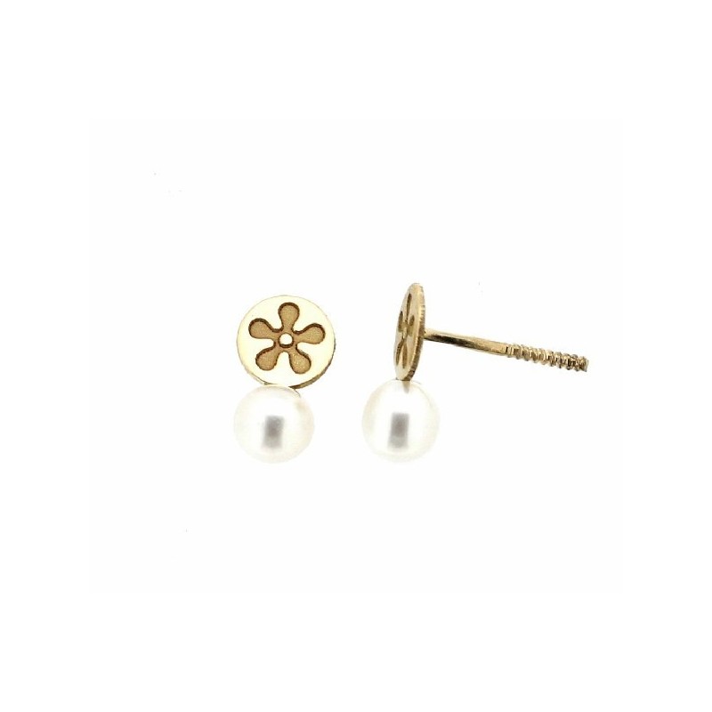 Pendientes perla oro amarillo 18K [2-95-1-P]
