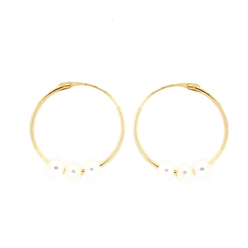 Pendientes aro perla oro 18k [30-127370-p]