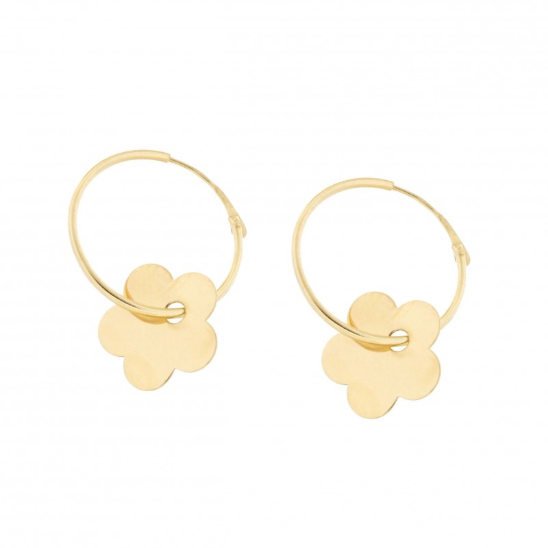 Pendientes aro flor oro 18k [30-133378-p]