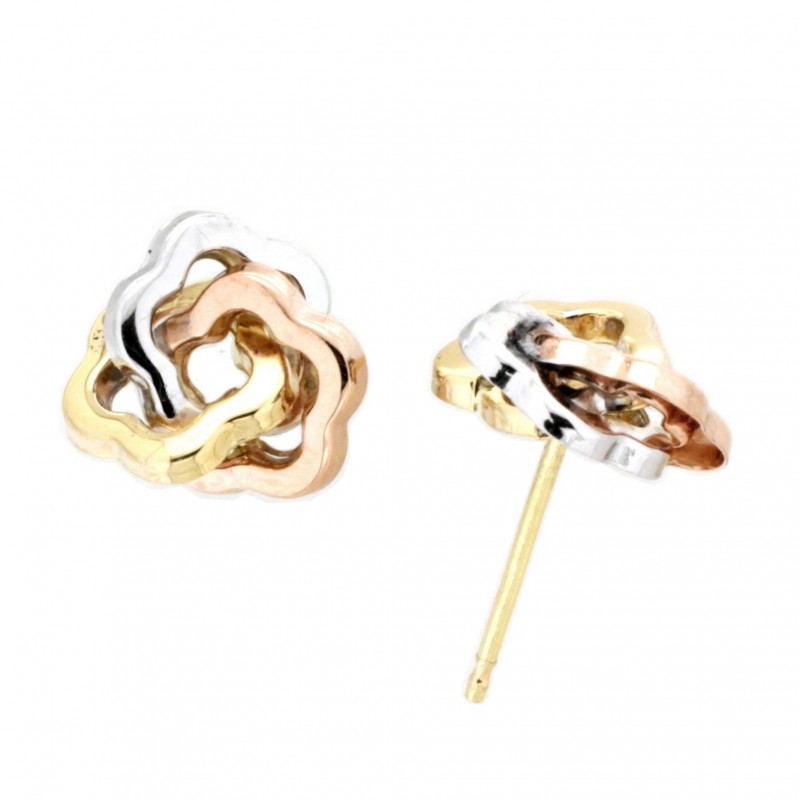 Pendientes tricolor Oro 18K [26-8166-T-P]