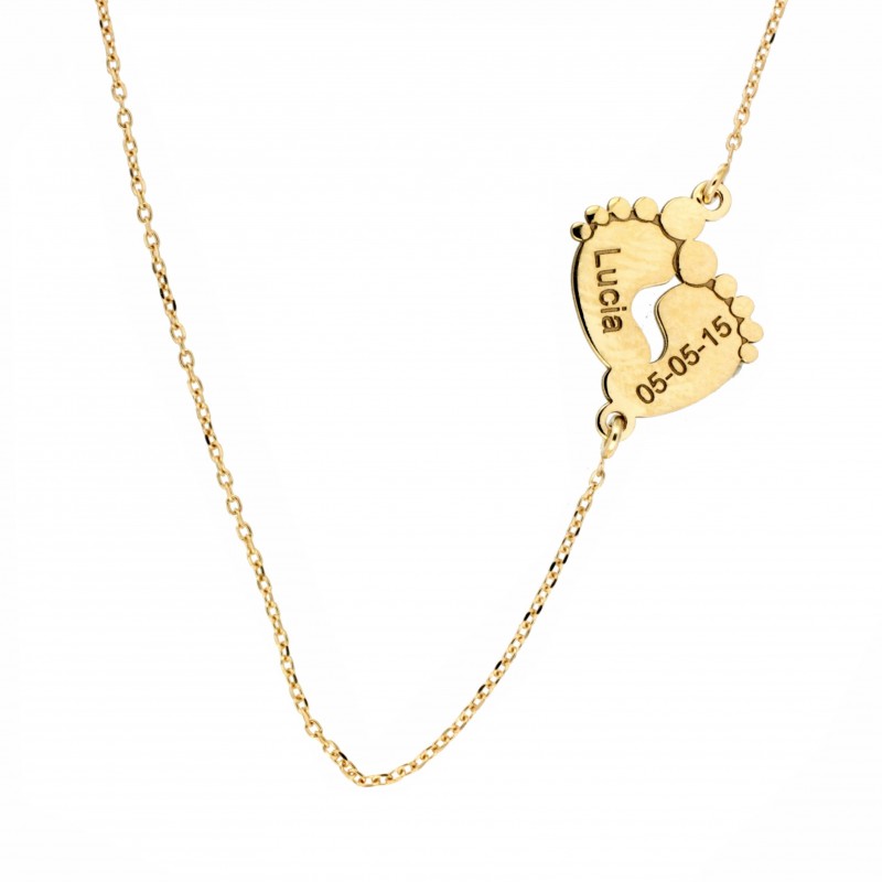 Colgante pies con cadena oro amarillo 18k [2-10002 ]