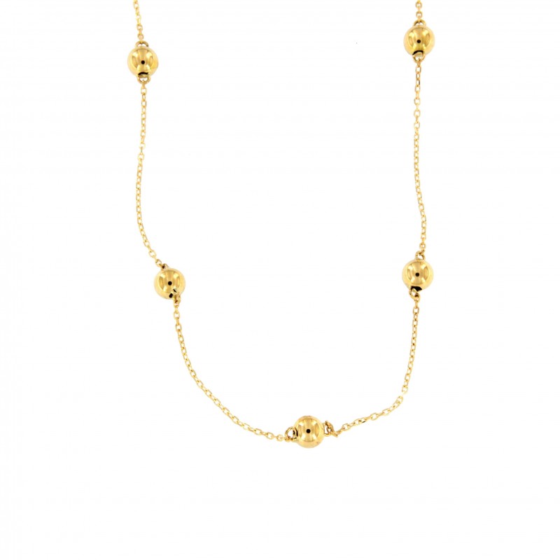 Gargantilla con 7 bolas 4mm, oro 18k [26-10682-4-45]
