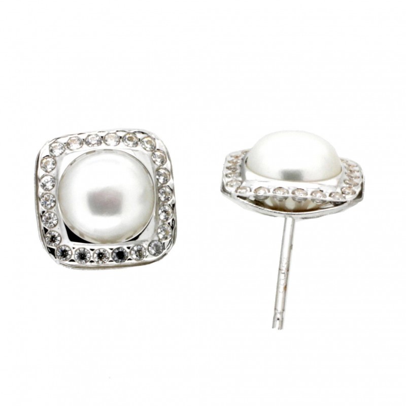 Pendientes perla oro blanco