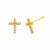 Pendientes cruz circonita oro amarillo 18K [27-11733-2-P]