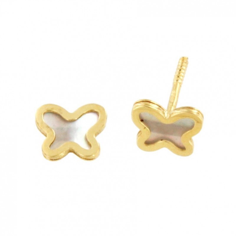 Pendientes mariposa nacar oro amarillo