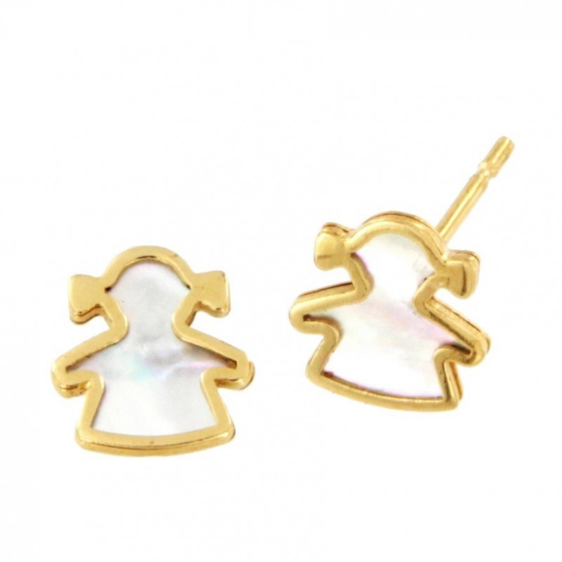 Pendientes niña nacar oro amarillo 18K [27-11801-2-P]