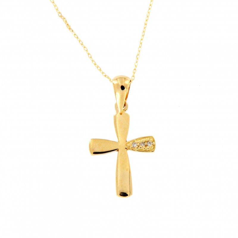 Cruz diamantes con cadena oro de 18k [30-7569]