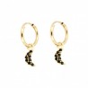 Pendientes aro luna circonita negra oro 18k [27-11570-9n-p]