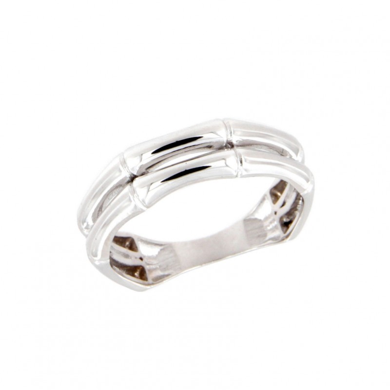 Sortija bambu lisa oro blanco