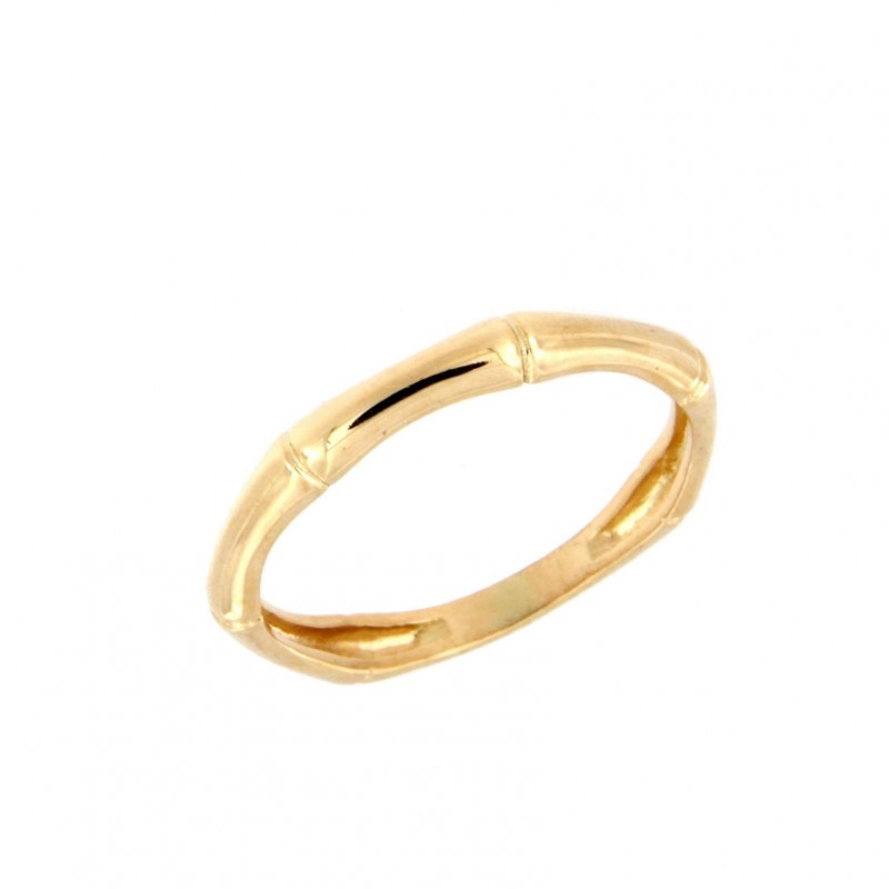 Anillo sortija bambu lisa oro amarillo, oro 18k [ 56-17132-s ]
