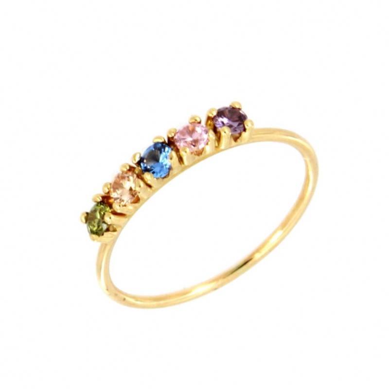 Anillo sortija piedra multicolor oro amarillo, oro 18k [ 88-3485-m-s ]