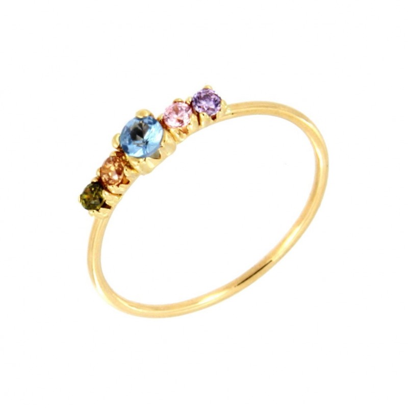 Anillo sortija piedra multicolor oro amarillo, oro 18k [ 88-3487-1-m-s ]