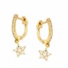 Pendientes aro estrella circonitas oro 18k [17-3603-es-p]