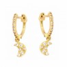 Pendientes aro luna circonitas oro 18k [17-3603-ln-p]
