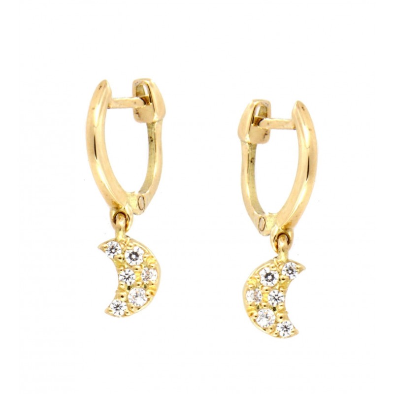 Pendientes aro luna circonitas oro 18k [17-3623-ln-p]
