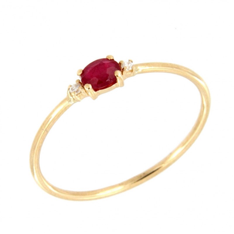 Anillo sortija diamantes rubí oro amarillo, oro 18k [ 60-3863-r-s ]