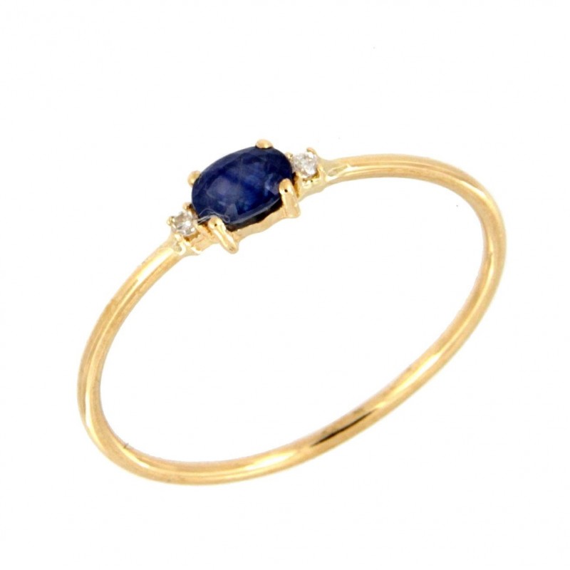 Anillo sortija diamantes zafiro oro amarillo, oro 18k [ 60-3863-z-s ]