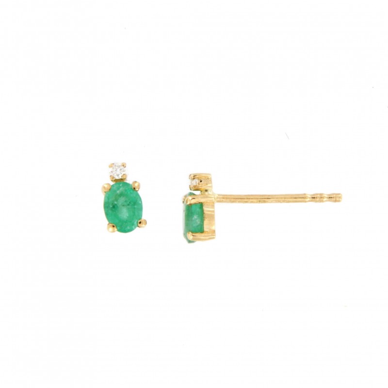 Pendientes diamantes esmeralda oro amarillo 18K [60-4514-E-P]