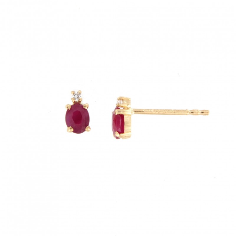 Pendientes diamantes rubí oro amarillo 18K [60-4514-R-P]