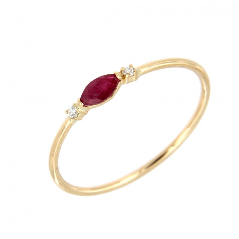 Anillo sortija diamantes rubi oro amarillo, oro 18k [ 88-3578-r-s ]