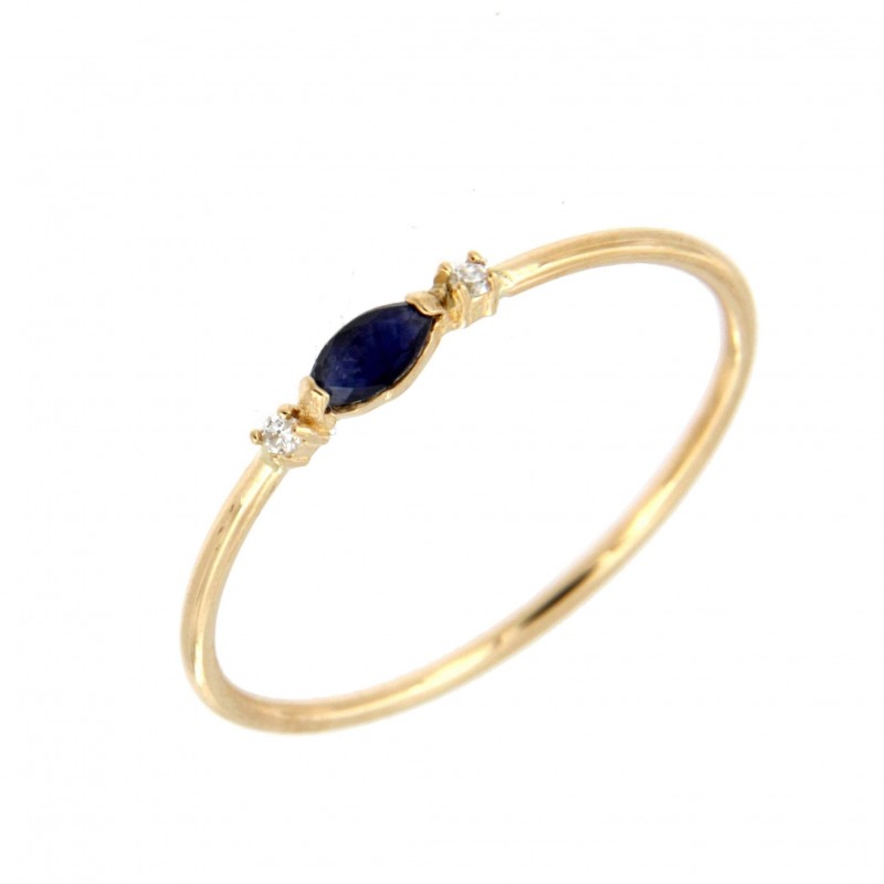 Anillo sortija diamantes zafiro oro amarillo, oro 18k [ 88-3578-z-s ]
