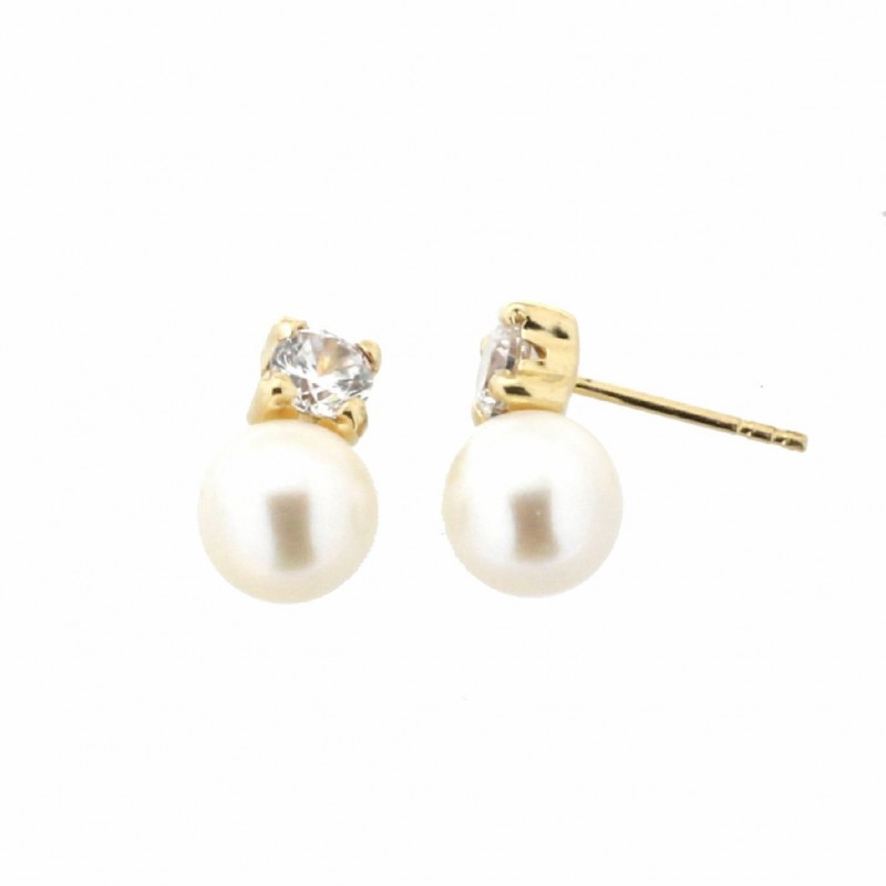 Pendientes perla oro amarillo 18K [3-52788-P]