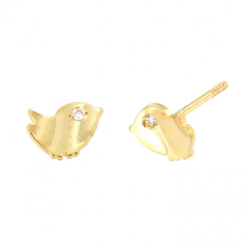 Pendientes diamantes pajarito oro amarillo 18K [26-11388-P]