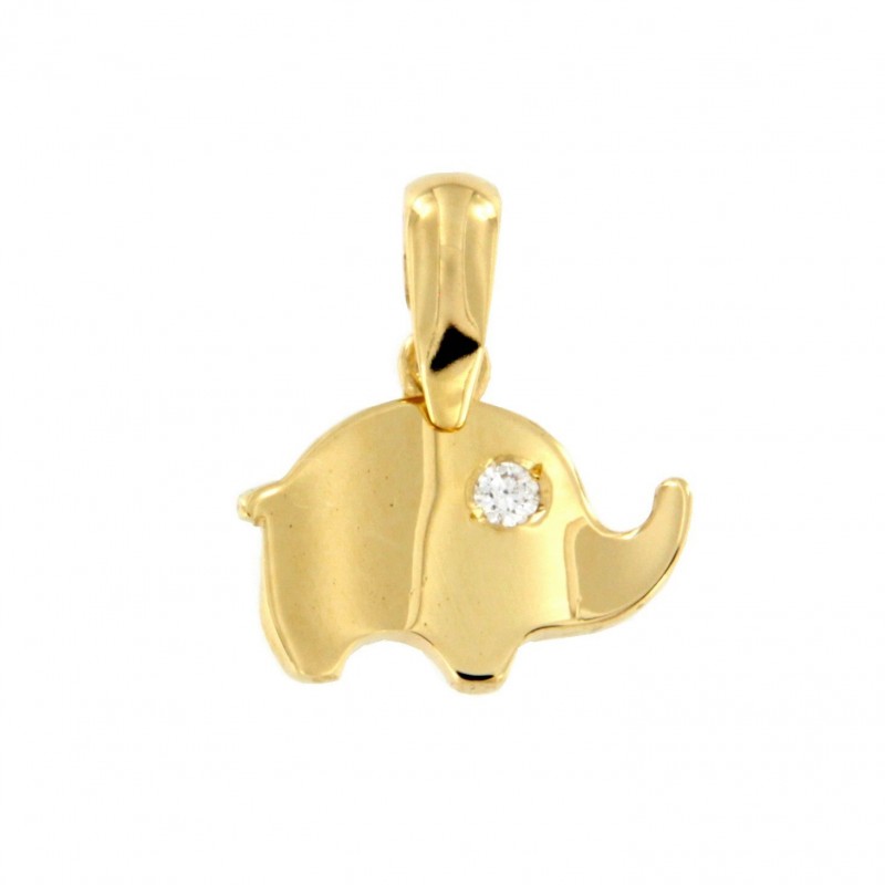 Colgante diamantes elefante oro amarillo 18k [26-11389 ]