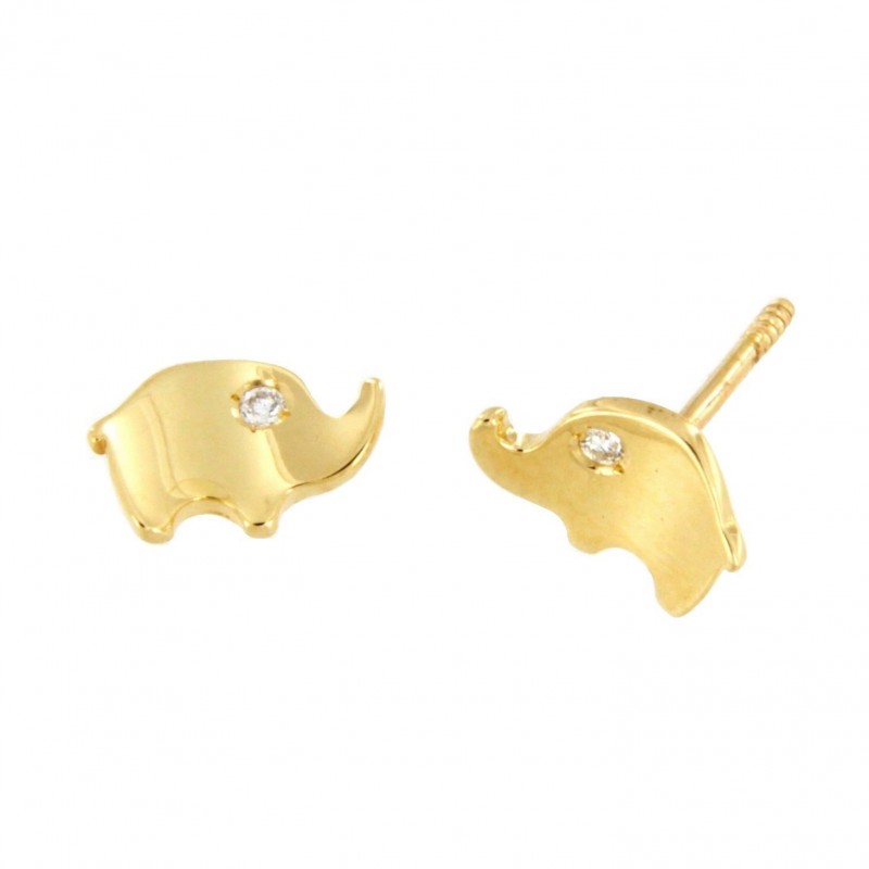 Pendientes diamantes elefante oro amarillo 18K [26-11389-P]