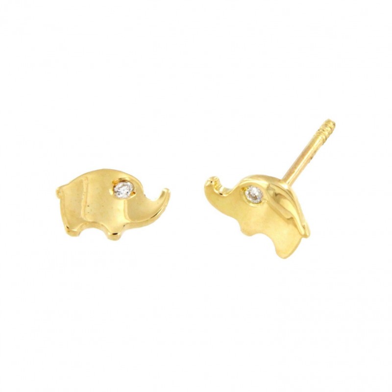 Pendientes diamantes elefante oro amarillo